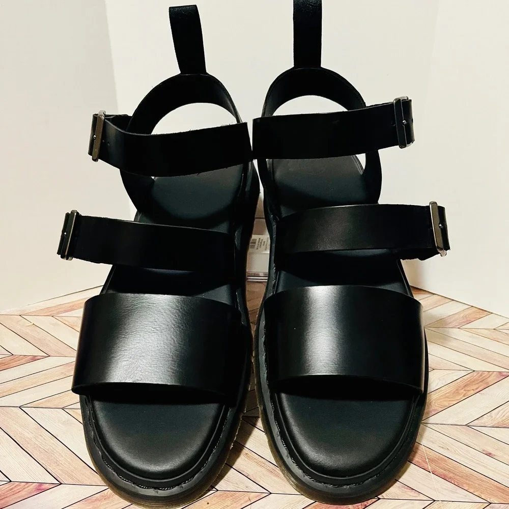 Dr Martens Gryphon Brando Leather Gladiator Sandals Men 14 Black Mono Gladiator